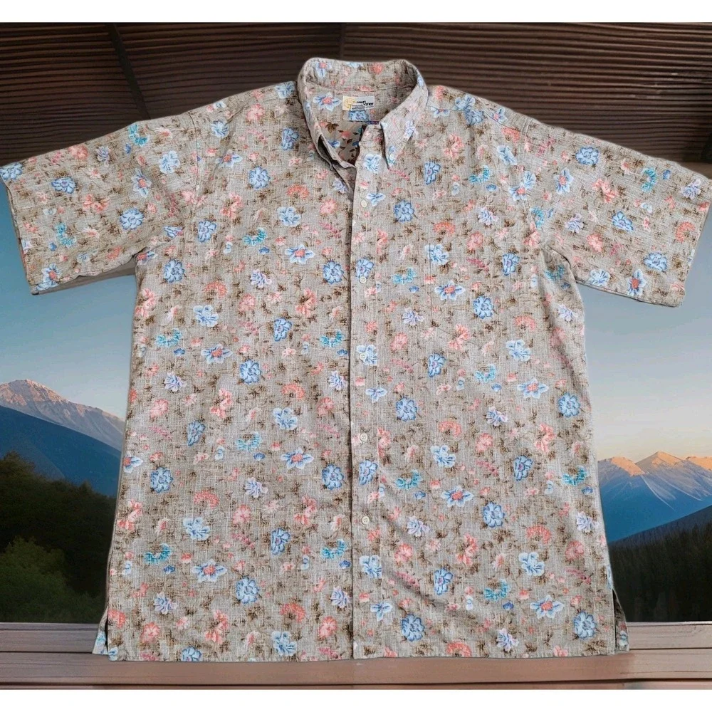 🌺 Vintage Reyn Spooner Floral Reverse Print Shirt Mens XXL Made Hawaii Resort